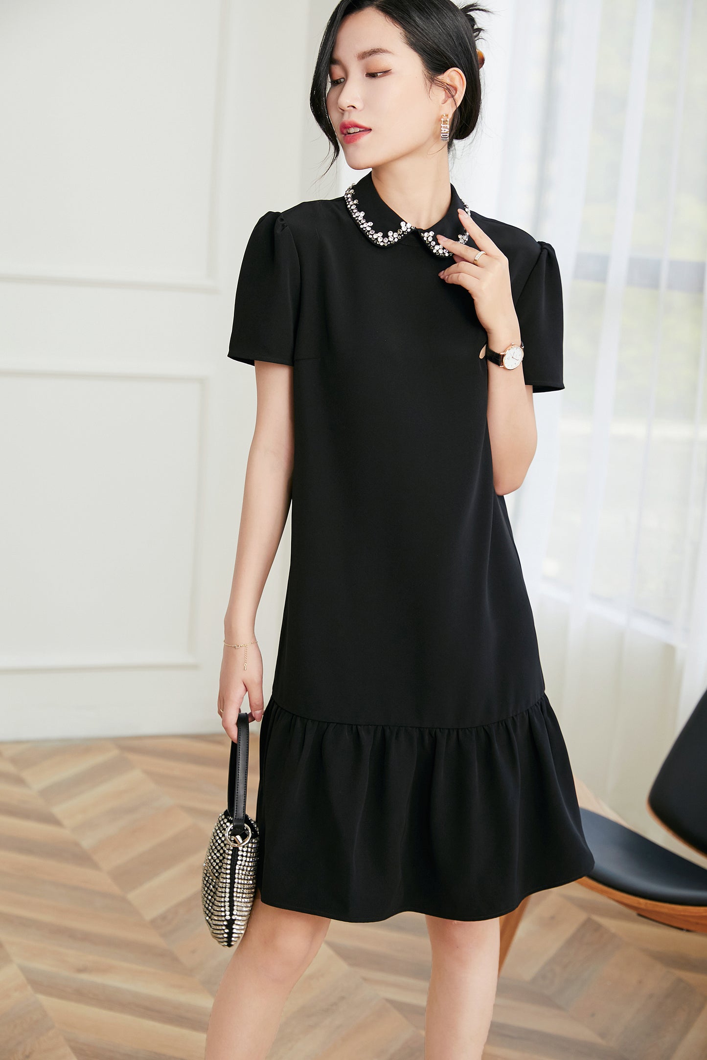Laia crystal collar dress