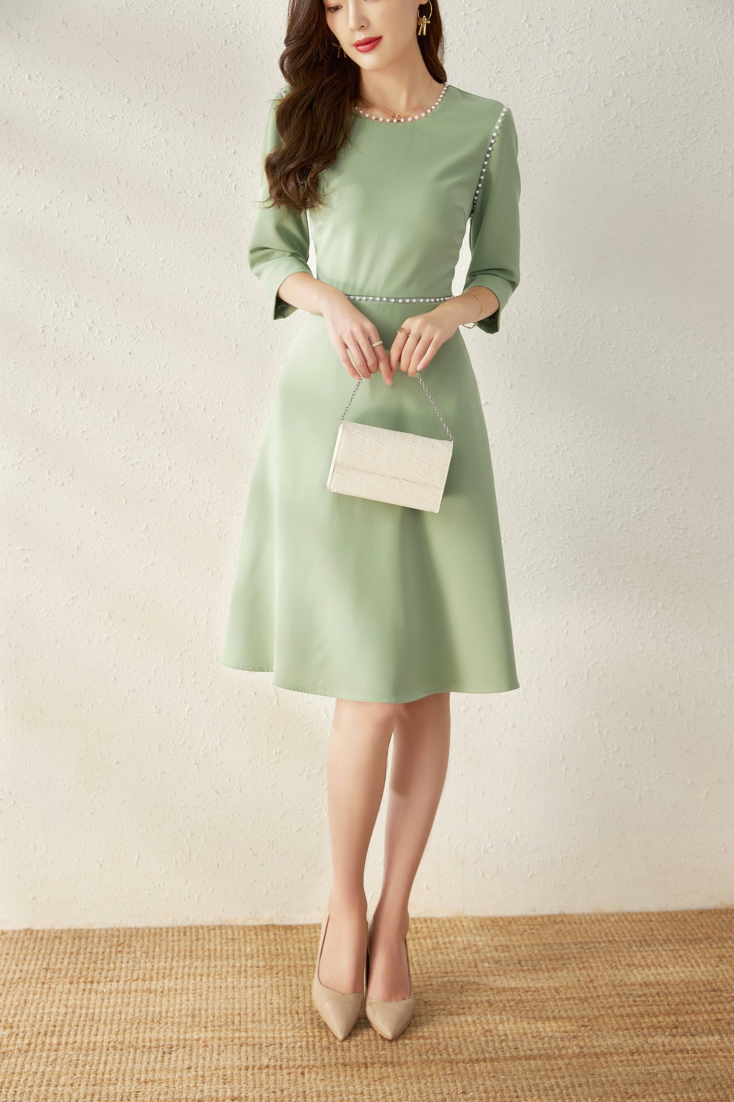 Nusa pearl laced hemp dress