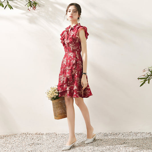 Frida ruffle sleeve front wrap mini dress