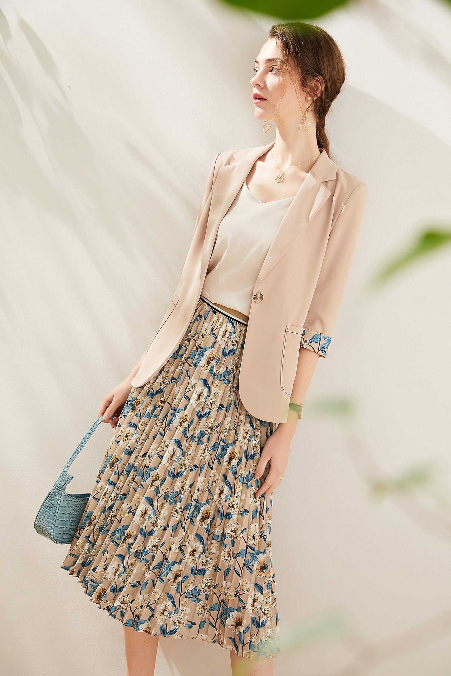 Cinzia Pleated floral skirt