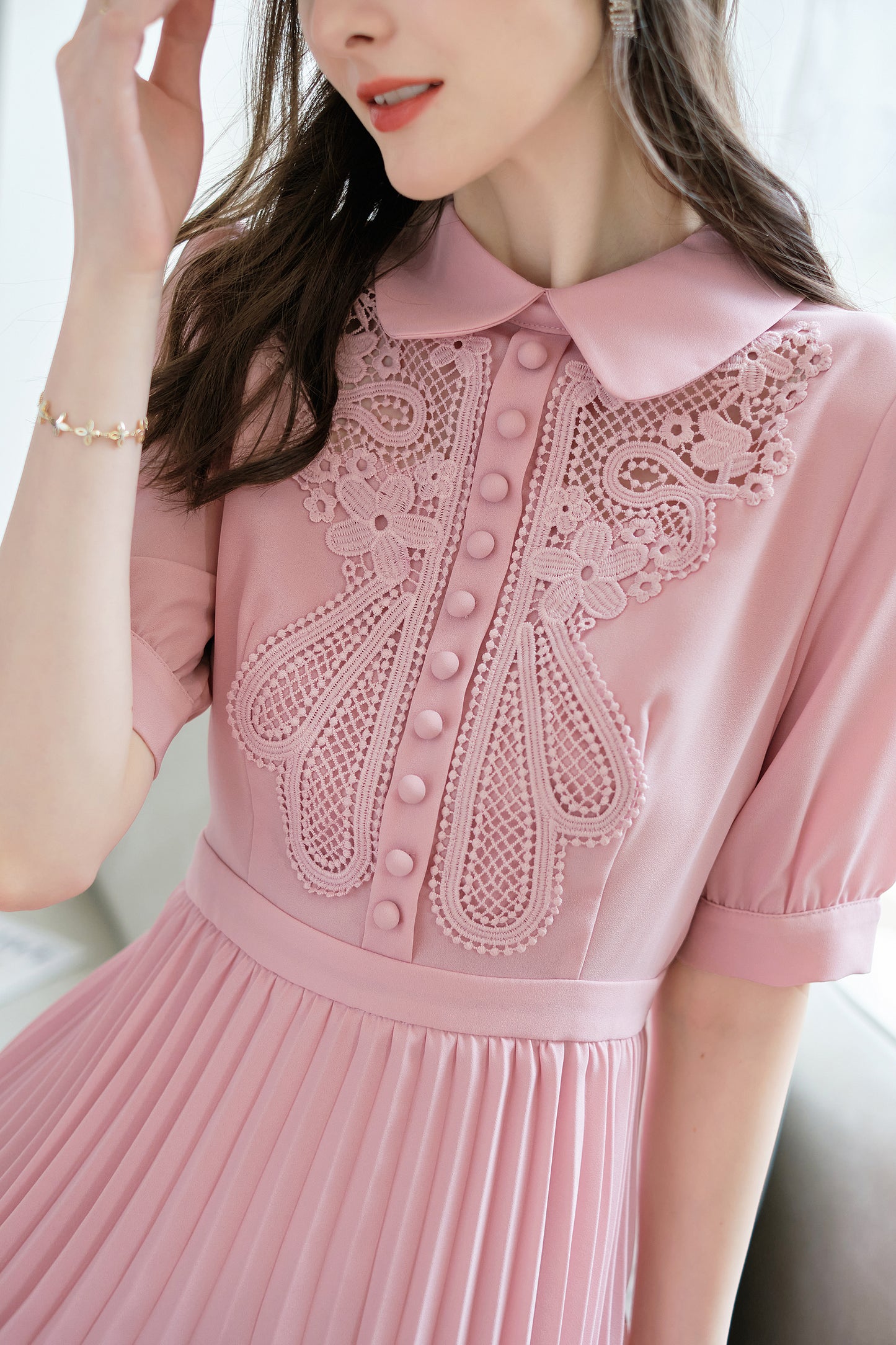 Orla floral applique pleated dress