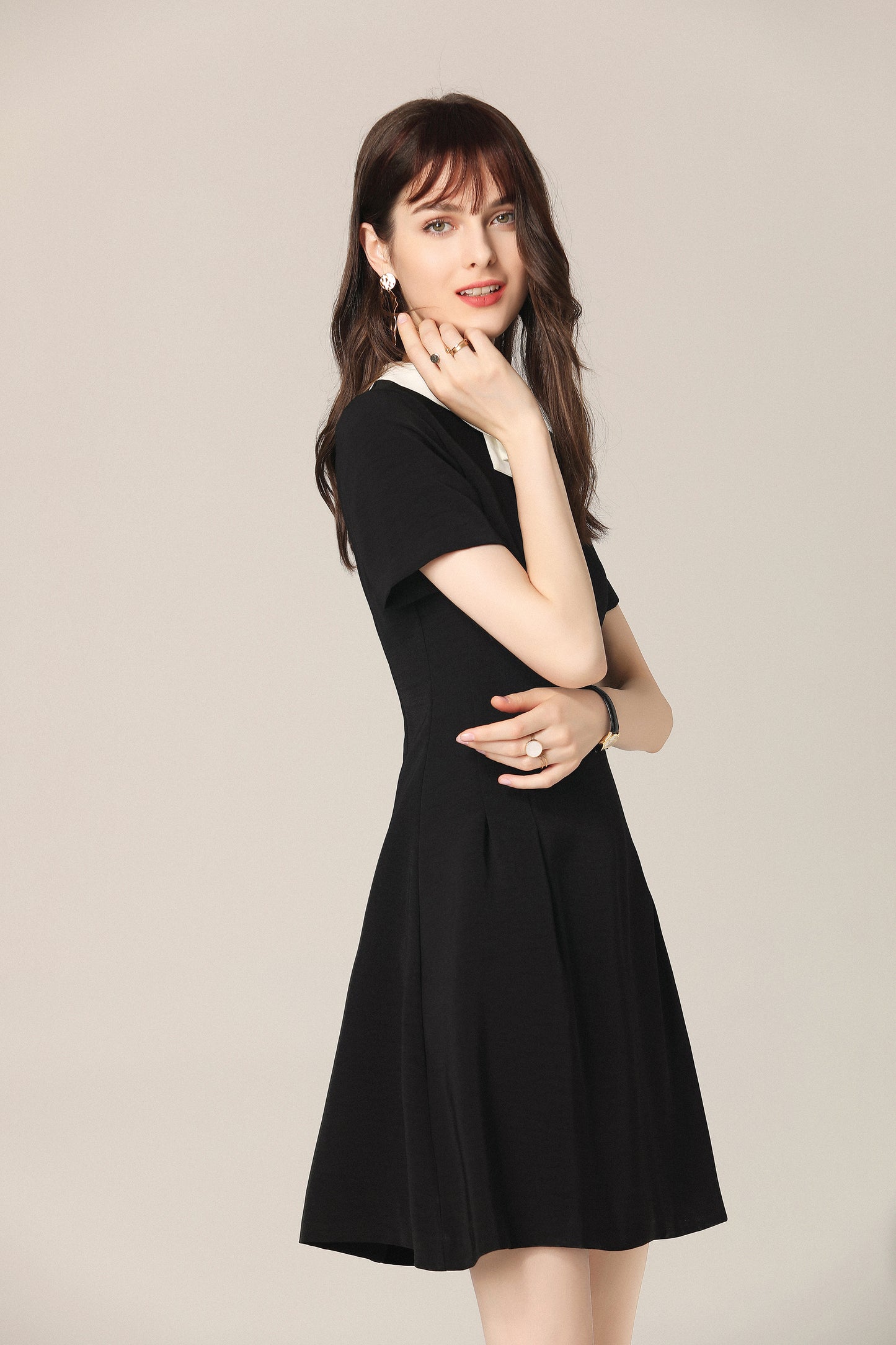Cora ribbon contrast collar mini dress
