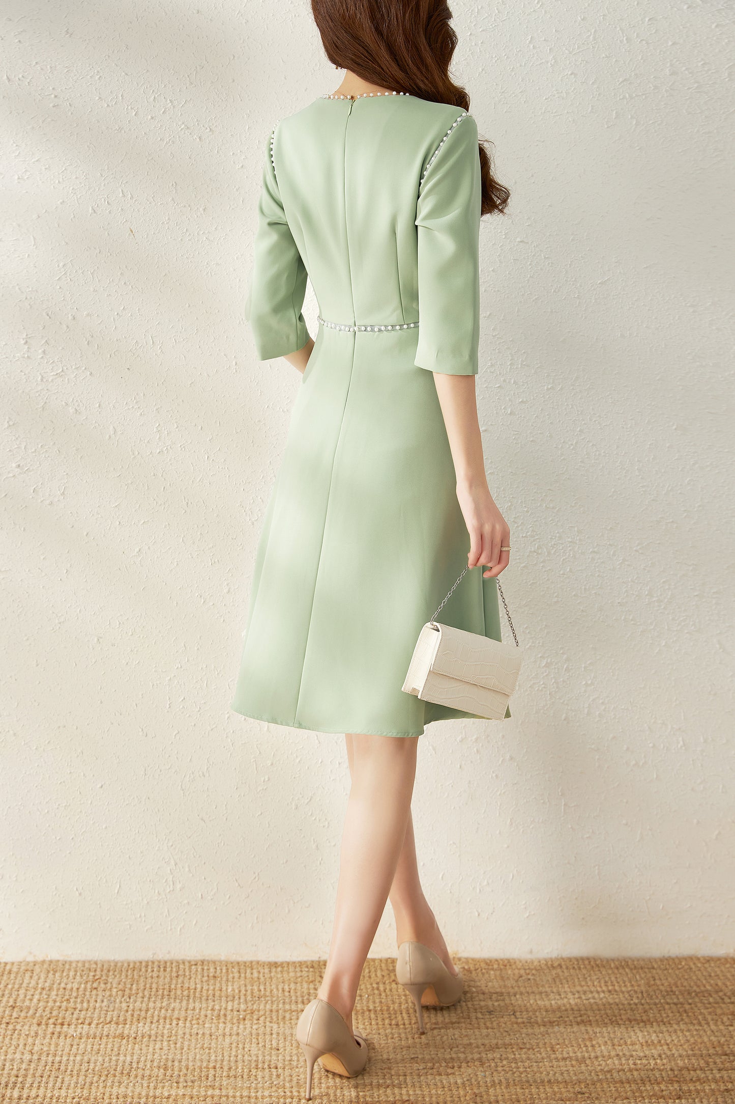 Nusa pearl laced hemp dress