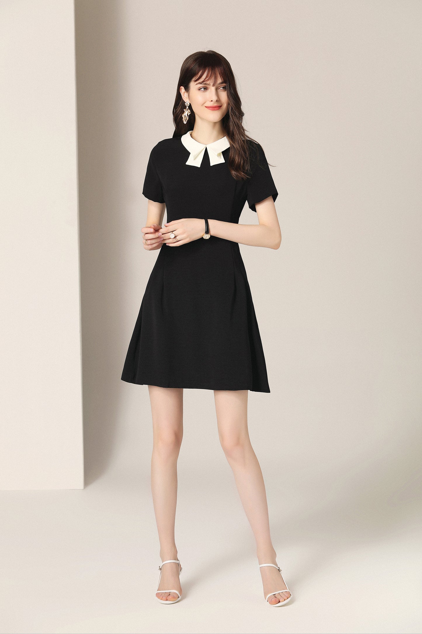 Cora ribbon contrast collar mini dress