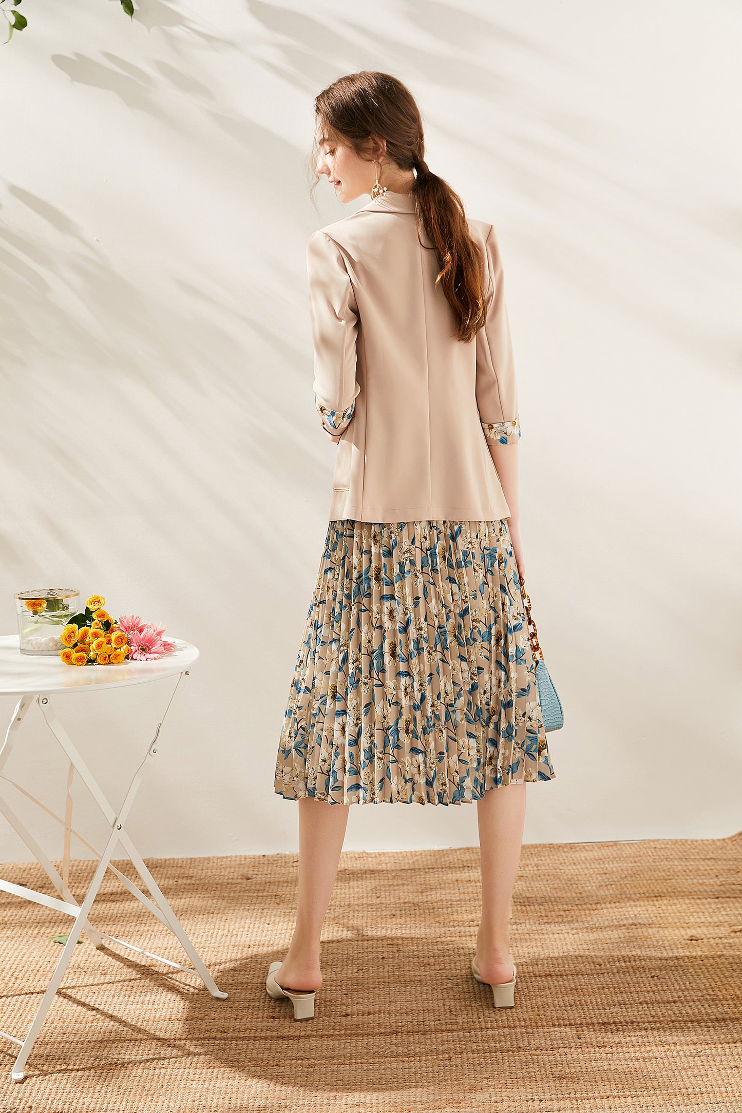 Cinzia Suit blazer with floral cuffs