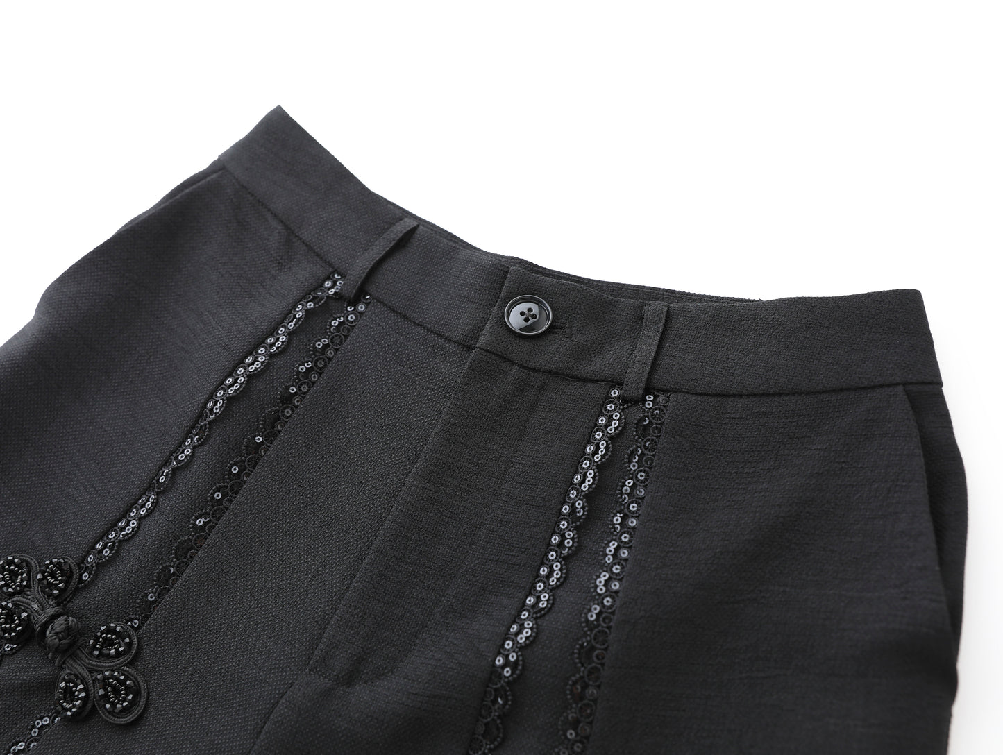 Malin lace shorts with mandarin collar detail