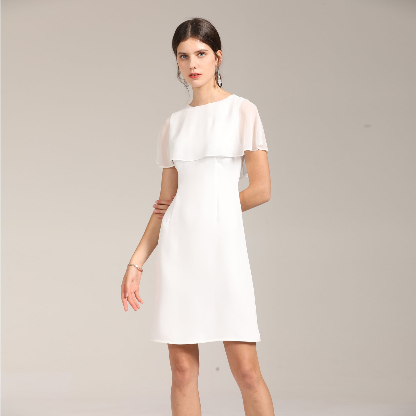 Penina Chiffon cape overlay midi dress