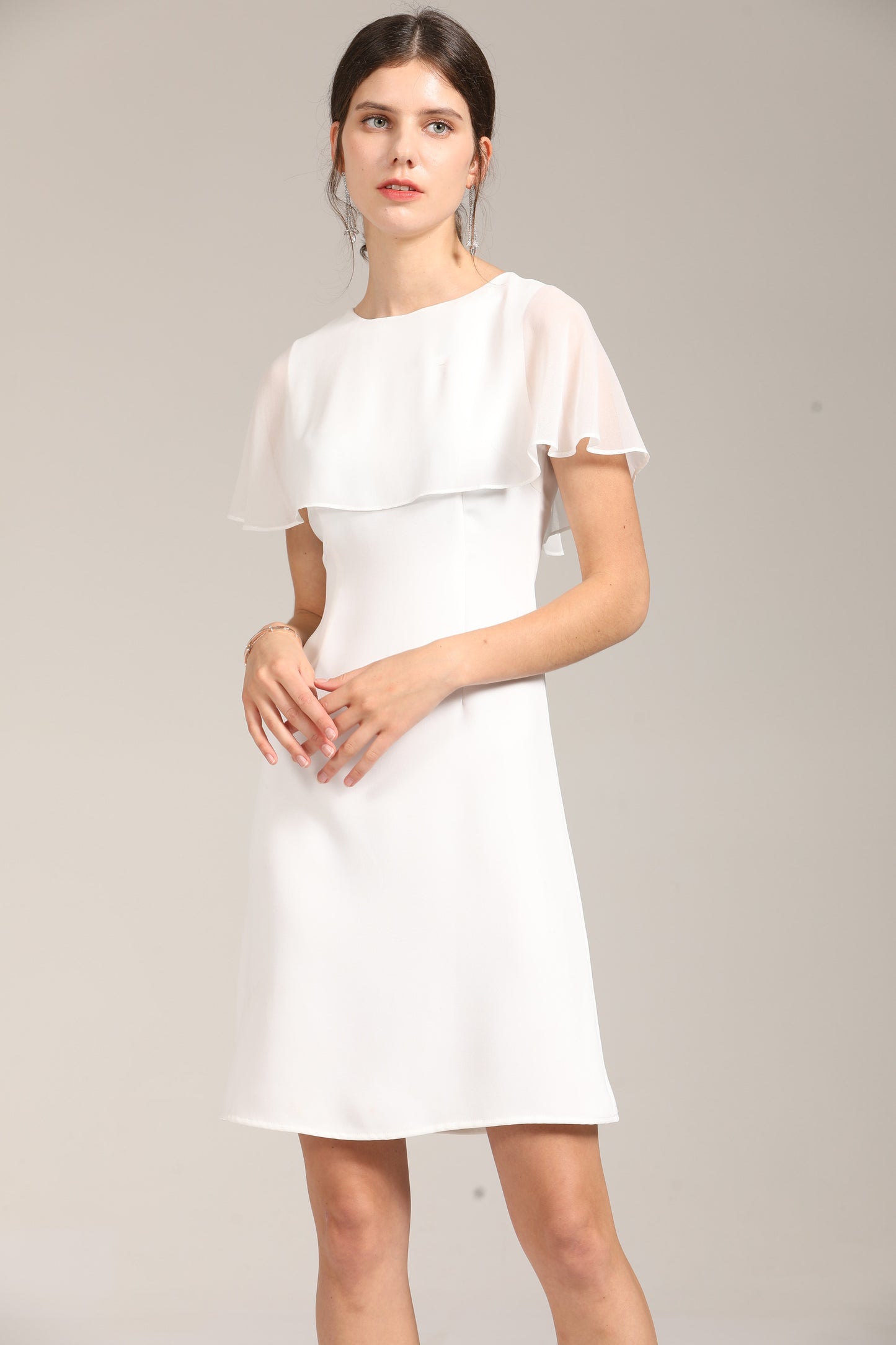 Penina Chiffon cape overlay midi dress