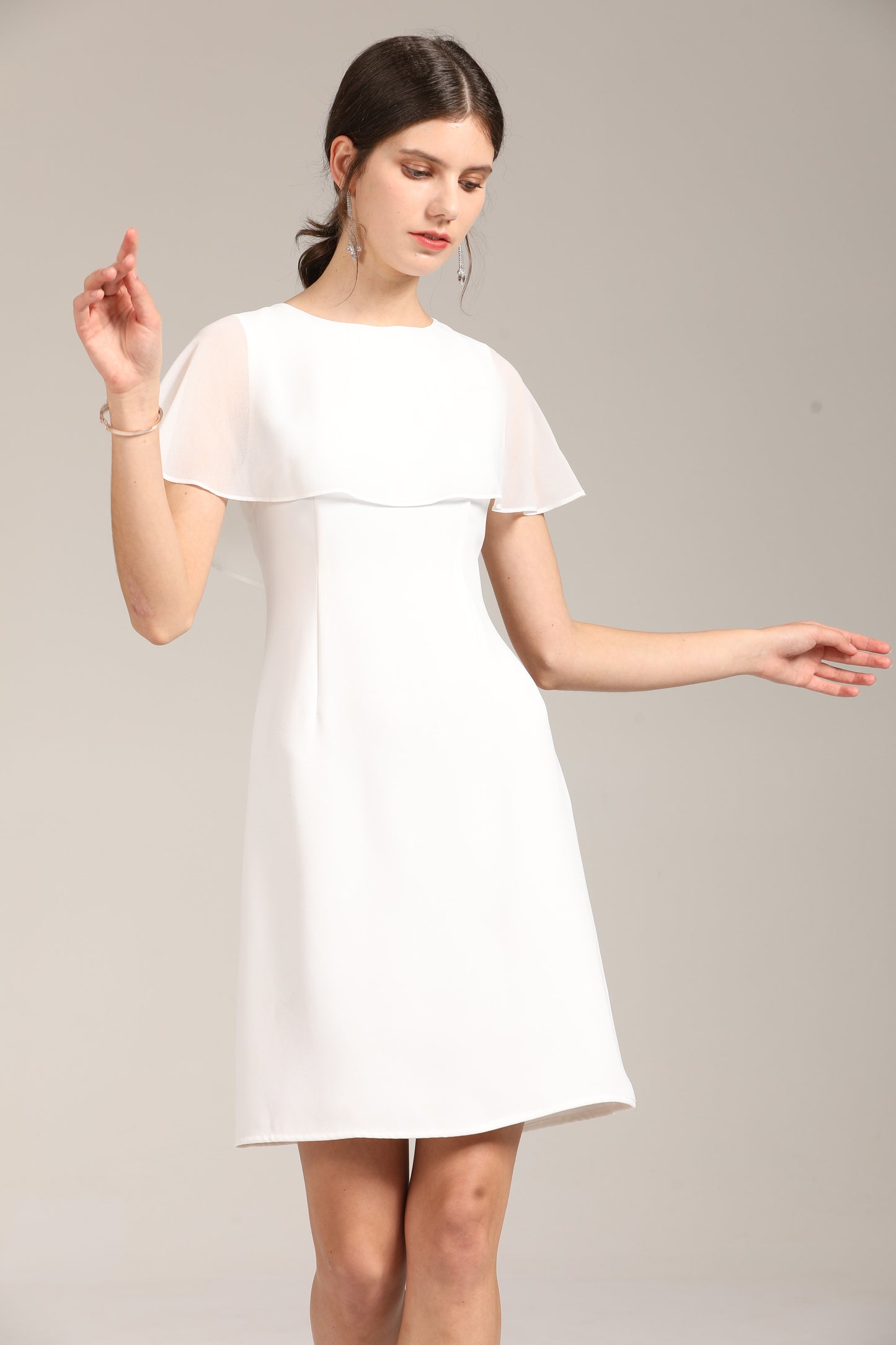Penina Chiffon cape overlay midi dress
