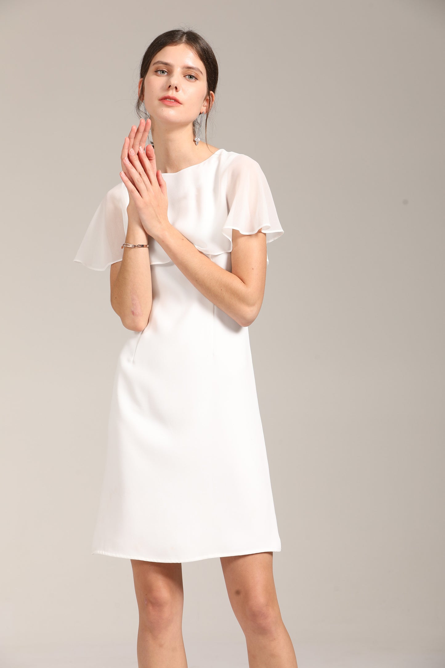 Penina Chiffon cape overlay midi dress
