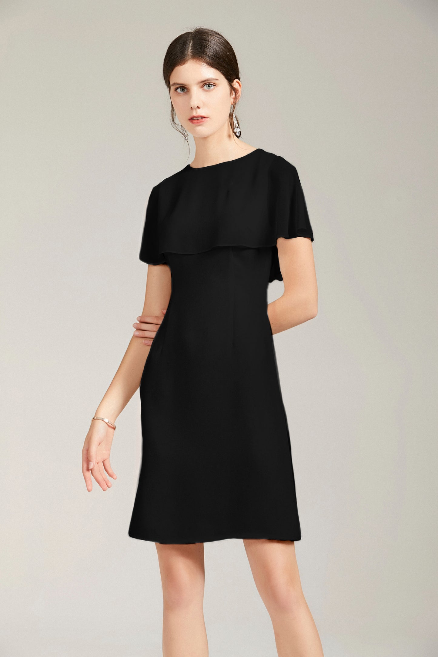 Penina Chiffon cape overlay midi dress