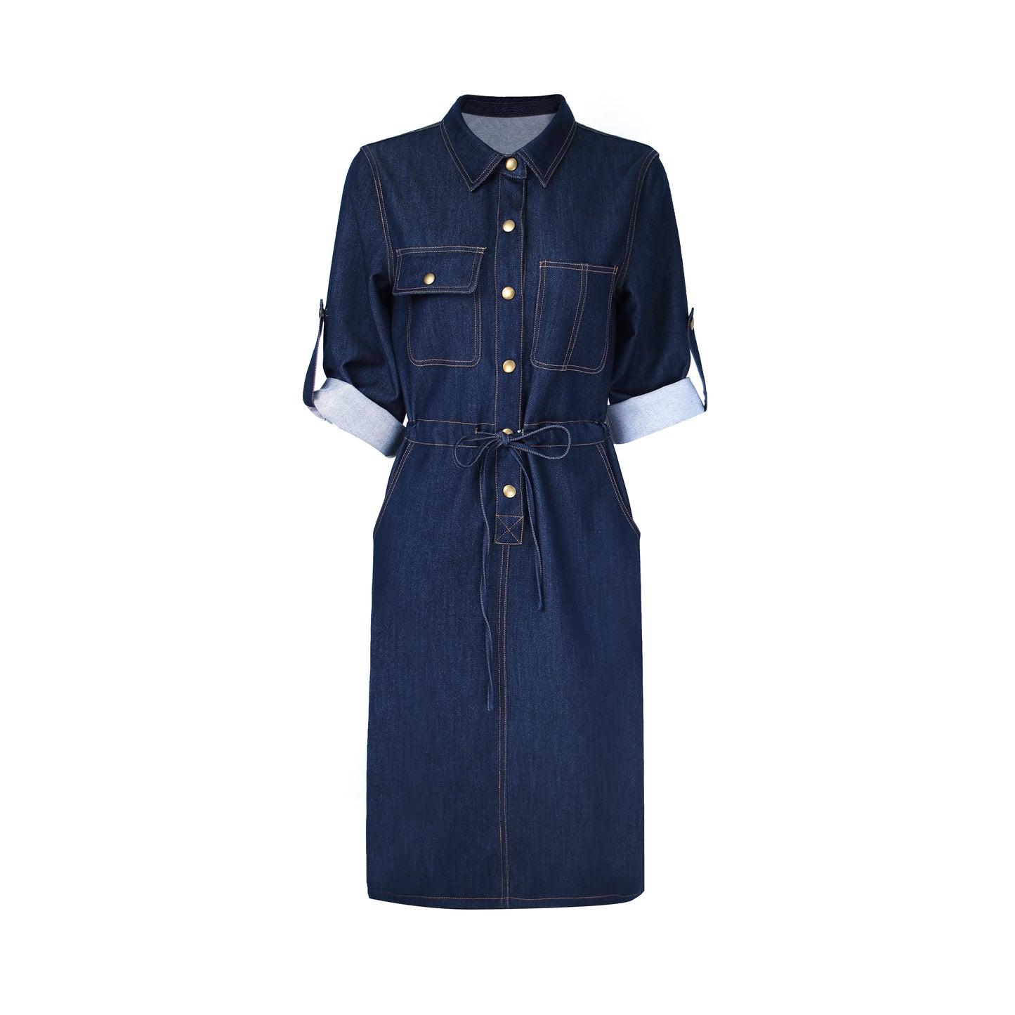 Oline denim dress with collar and pockets