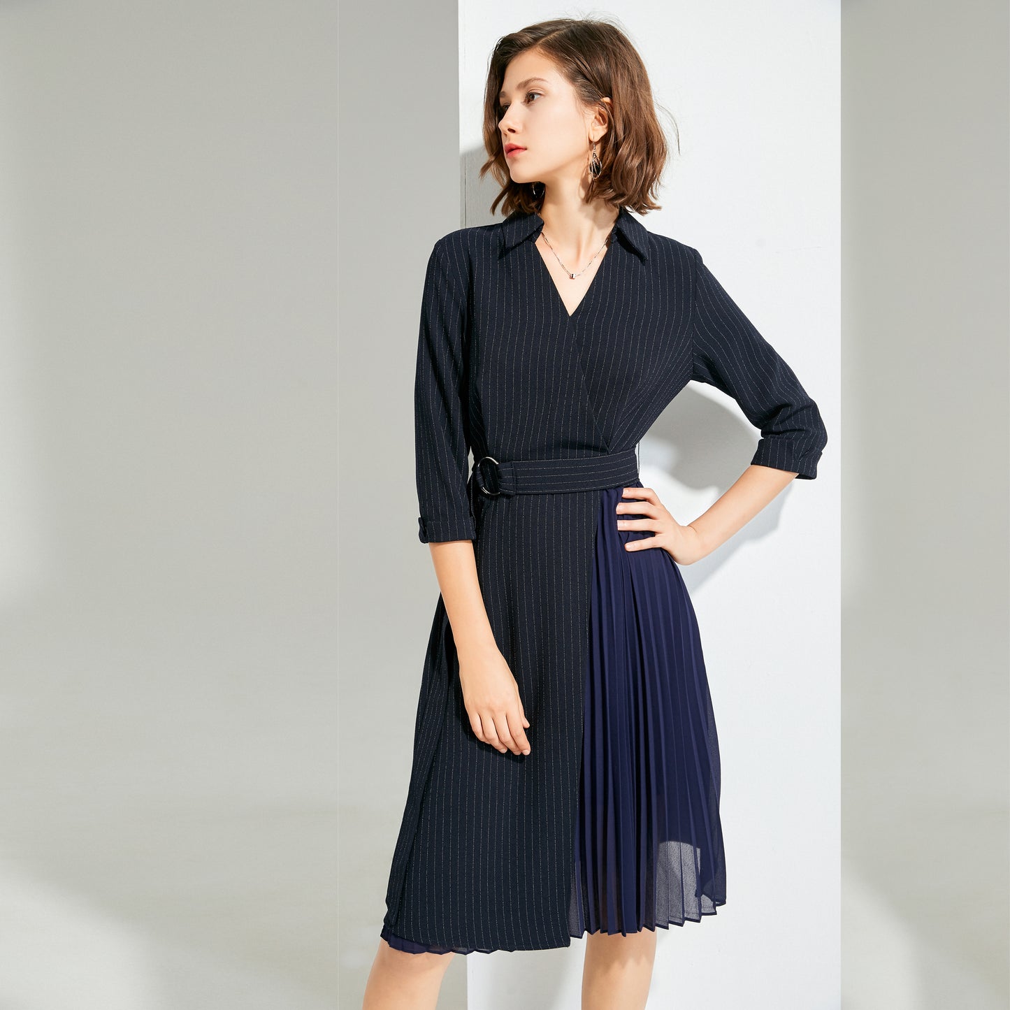Miuccia Sash tie shirt dress