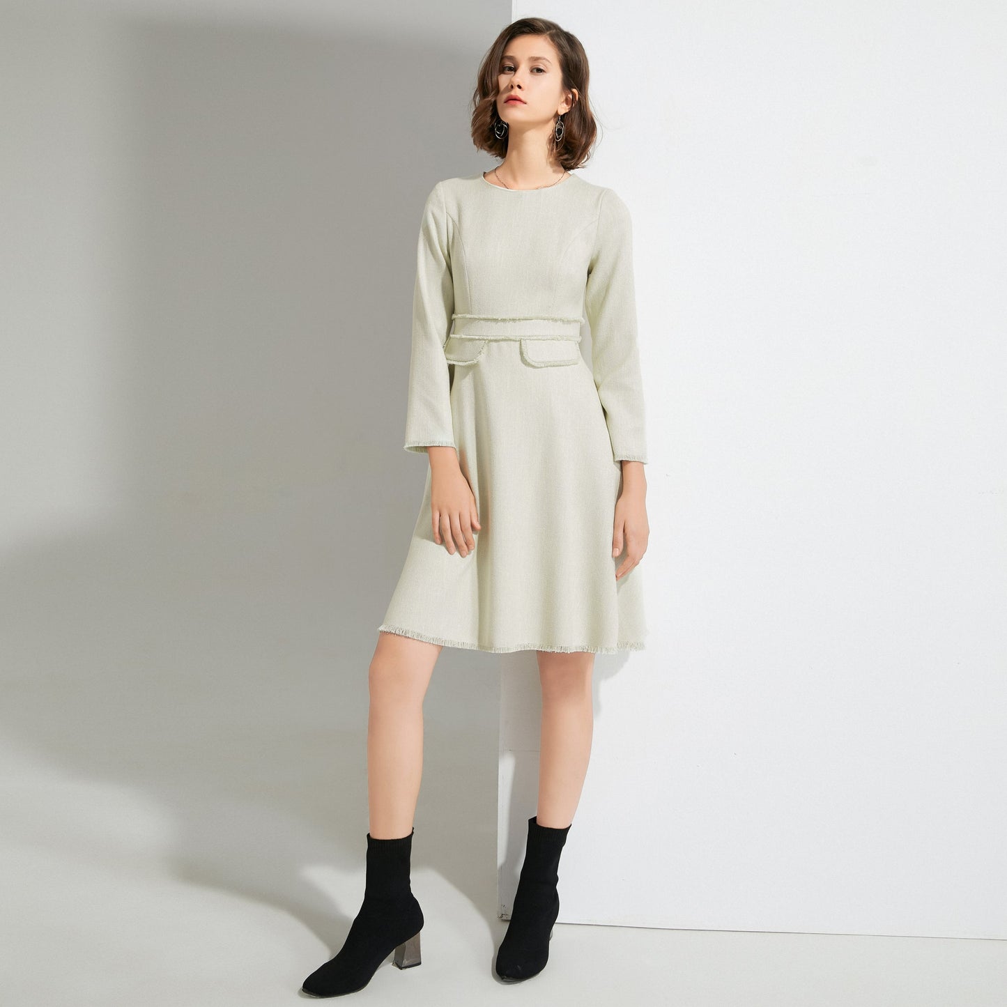 Marta Tweed peplum midi dress