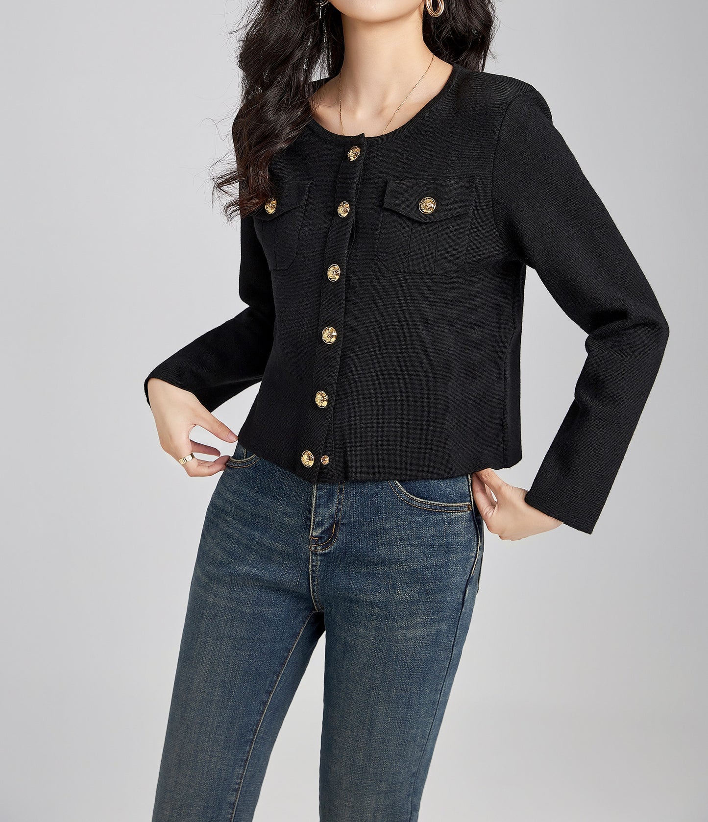 Lorelei knitted button down cardigan with functional pockets