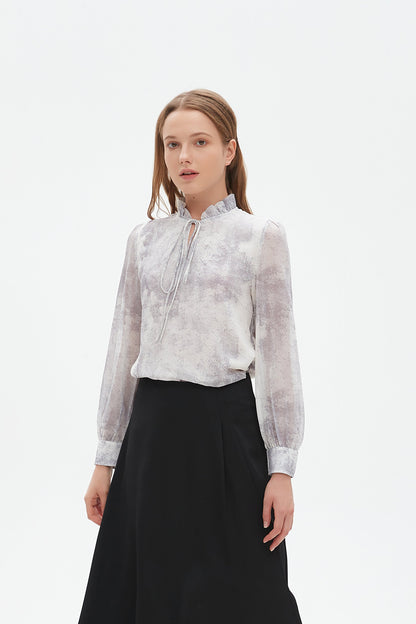 Vega long sleeve ruffle collar blouse