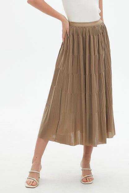 Bora pleated midi skirt with elastic waist