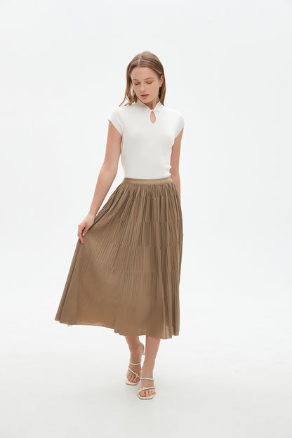 Bora pleated midi skirt with elastic waist