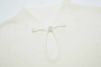 Bora mandarin collar knit blouse with key hole