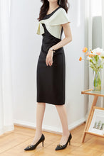 Load image into Gallery viewer, Bronya sleeve wrap front knot linen dress with side gathered waist
