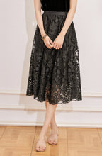 Load image into Gallery viewer, Yara A line lace embroidery skirt with elastic waist
