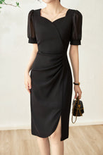 Load image into Gallery viewer, Mallory chiffon puff sleeve tulip dress

