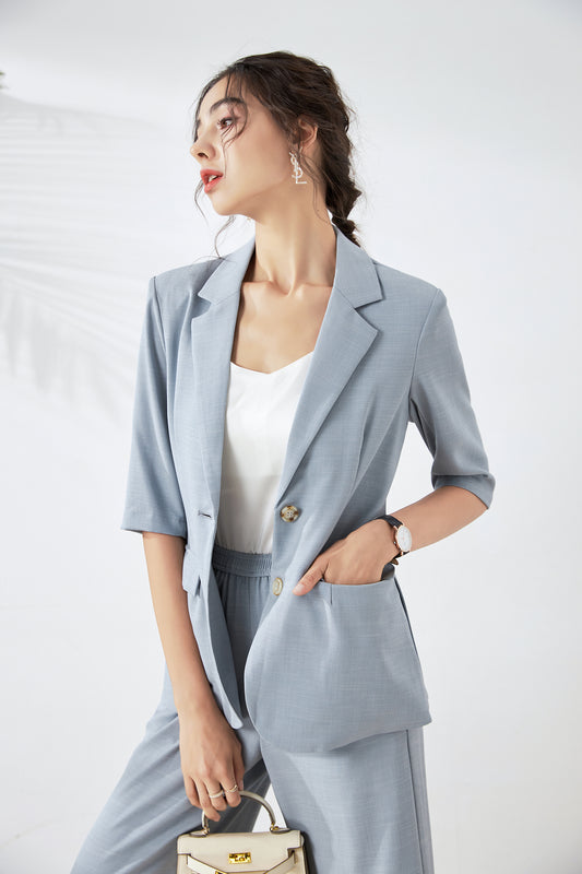Aurore shoulder padded blazer with functional pockets
