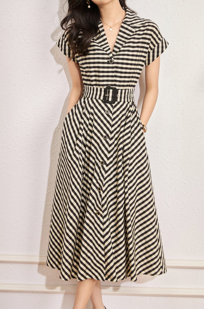 Freja gingham front button belt dress