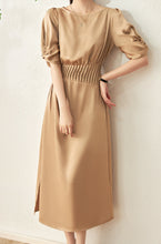 Load image into Gallery viewer, Ava wrapped sleeve dress with gathered elastic waist
