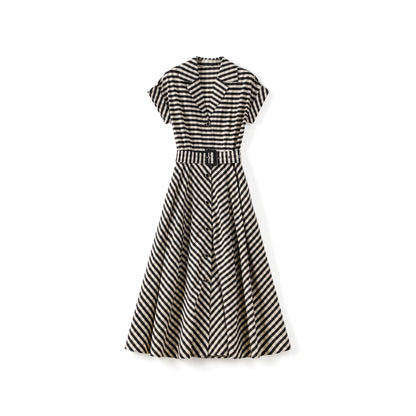 Freja gingham front button belt dress