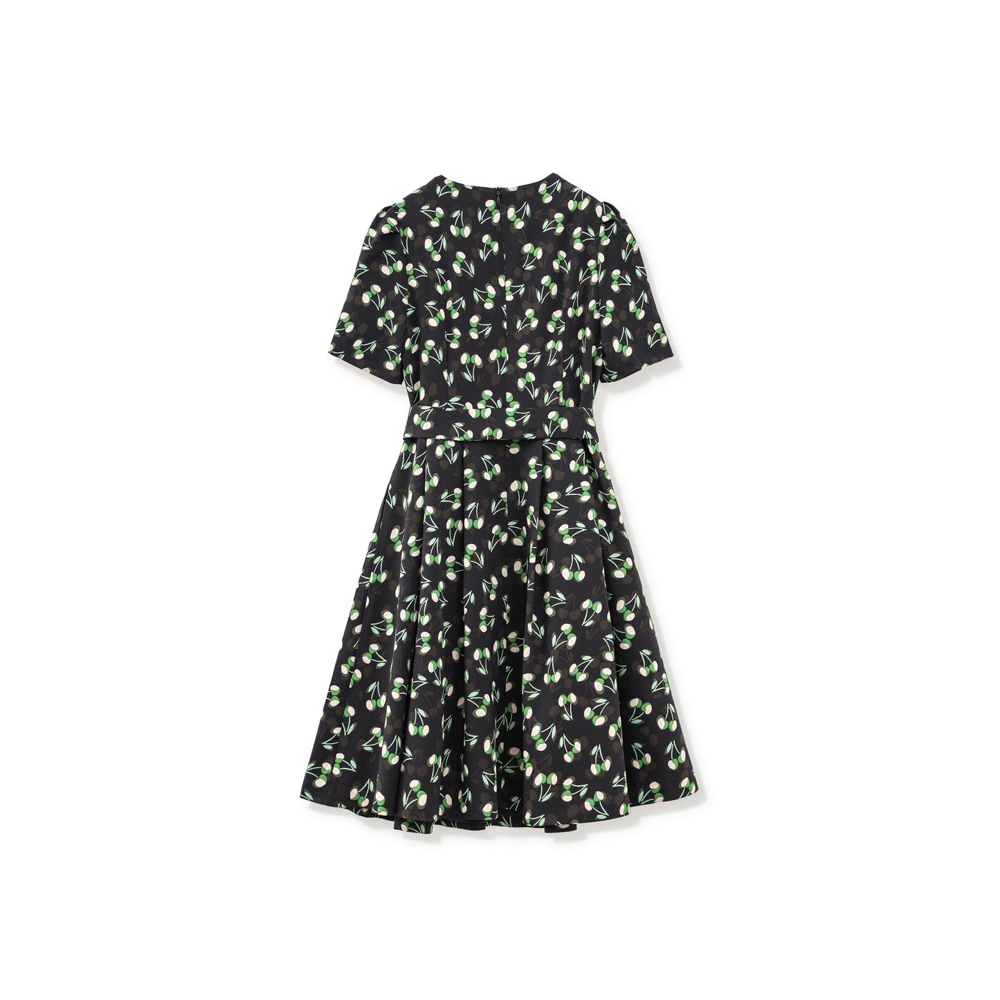 Suri chiffon printed round neck dress with belt