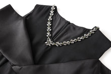 Load image into Gallery viewer, Faustine crystal collar hemp knee dress with cut out shoulder
