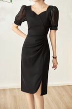Load image into Gallery viewer, Mallory chiffon puff sleeve tulip dress
