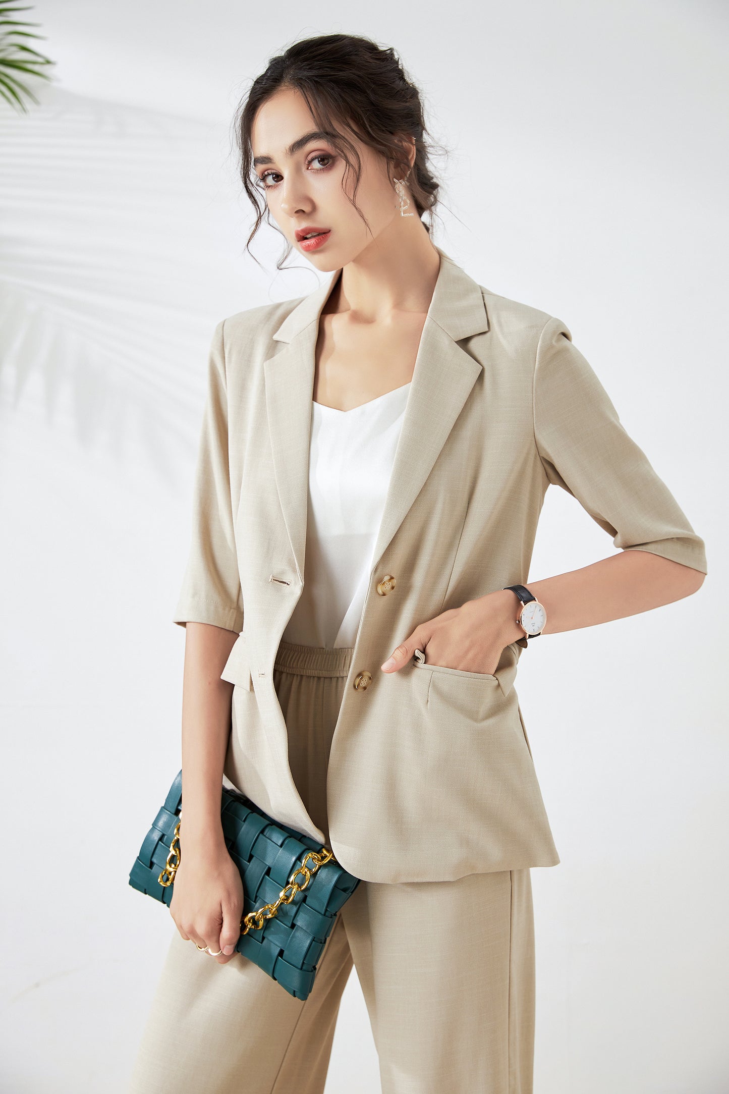 Aurore shoulder padded blazer with functional pockets