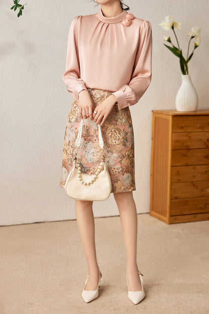 Ariana jacquard floral skirt