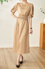 Load image into Gallery viewer, Ava wrapped sleeve dress with gathered elastic waist
