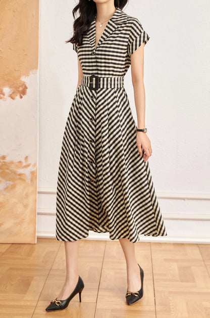 Freja gingham front button belt dress