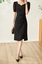 Load image into Gallery viewer, Mallory chiffon puff sleeve tulip dress
