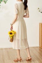 Load image into Gallery viewer, Elin embroidery mesh midi dress
