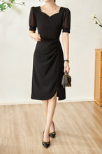 Load image into Gallery viewer, Mallory chiffon puff sleeve tulip dress
