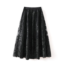 Load image into Gallery viewer, Yara A line lace embroidery skirt with elastic waist
