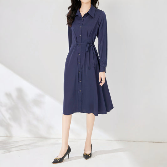 Mia button down collar shirt dress with elastic waist