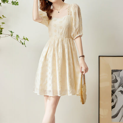 Callie perforated puff sleeve dress