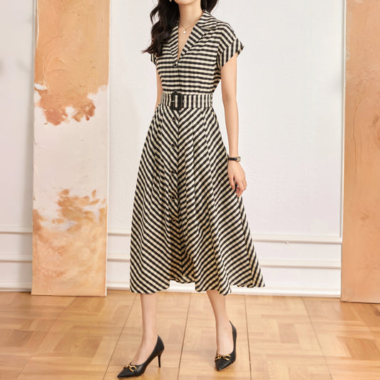 Freja gingham front button belt dress