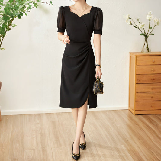 Mallory chiffon puff sleeve tulip dress