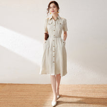 Load image into Gallery viewer, Roisin linen cotton belt dress
