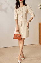 Load image into Gallery viewer, Aimee hemp button down dress with floral buttons
