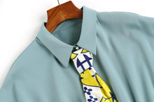 Load image into Gallery viewer, Galena collar midi dress with scarf tie and elastic waist
