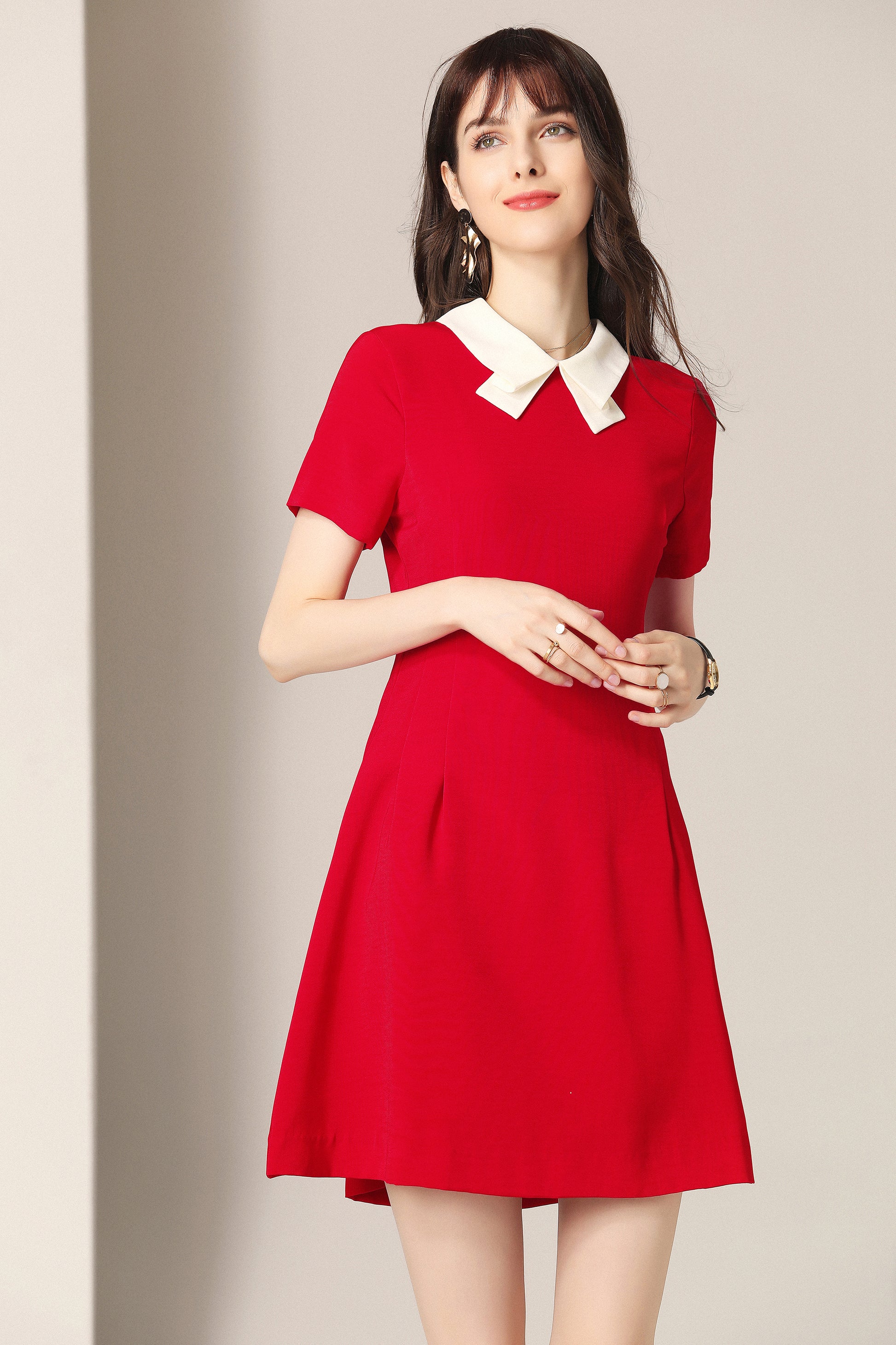 Cora ribbon contrast collar mini dress Thread Forest Cora ribbon contrast collar mini dress Thread Forest