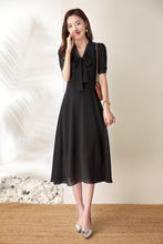 Load image into Gallery viewer, Ebba front ribbon crepe dress
